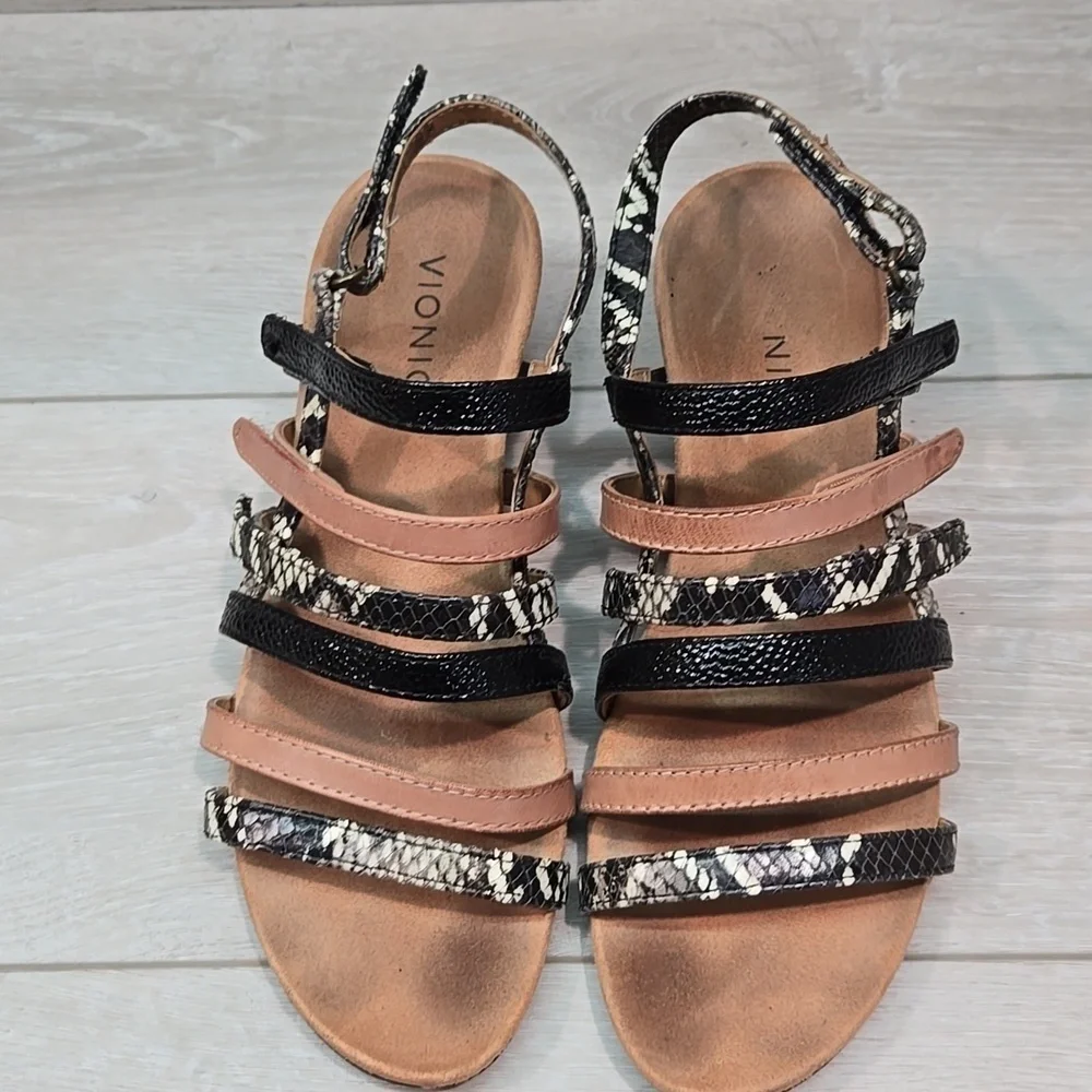 Vionic Women Tess Ray Snk Light Multi-Color Wedge Sandals Shoes Sz 8.5